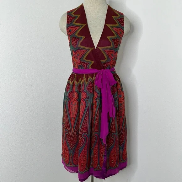 anna sui for anthropologie silk dress 🔹 Anna Sui for Anthropologie Silk Wrap Dress